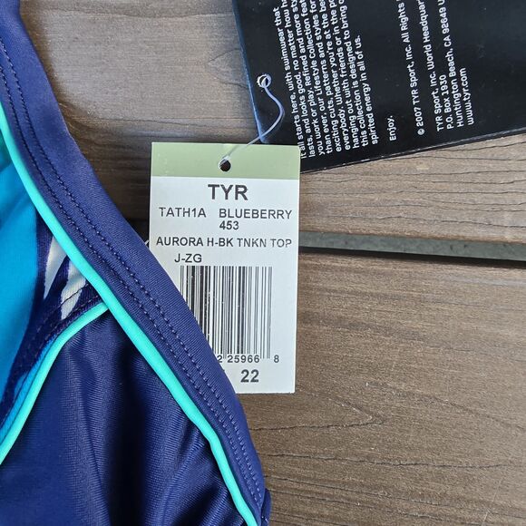 TYR Women Blue Aurora High Back Tankini Top (22W) & High-waisted Bottom (18) New - Picture 2 of 5